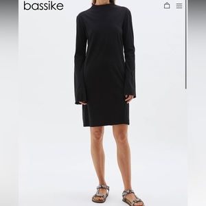 NWOT Bassike Black Mini Mock Neck Dress